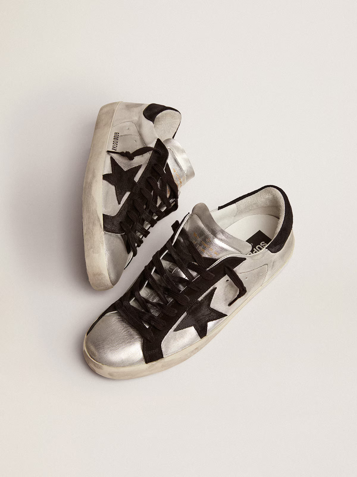 Golden Goose Super-Star Uomo in pelle argentata