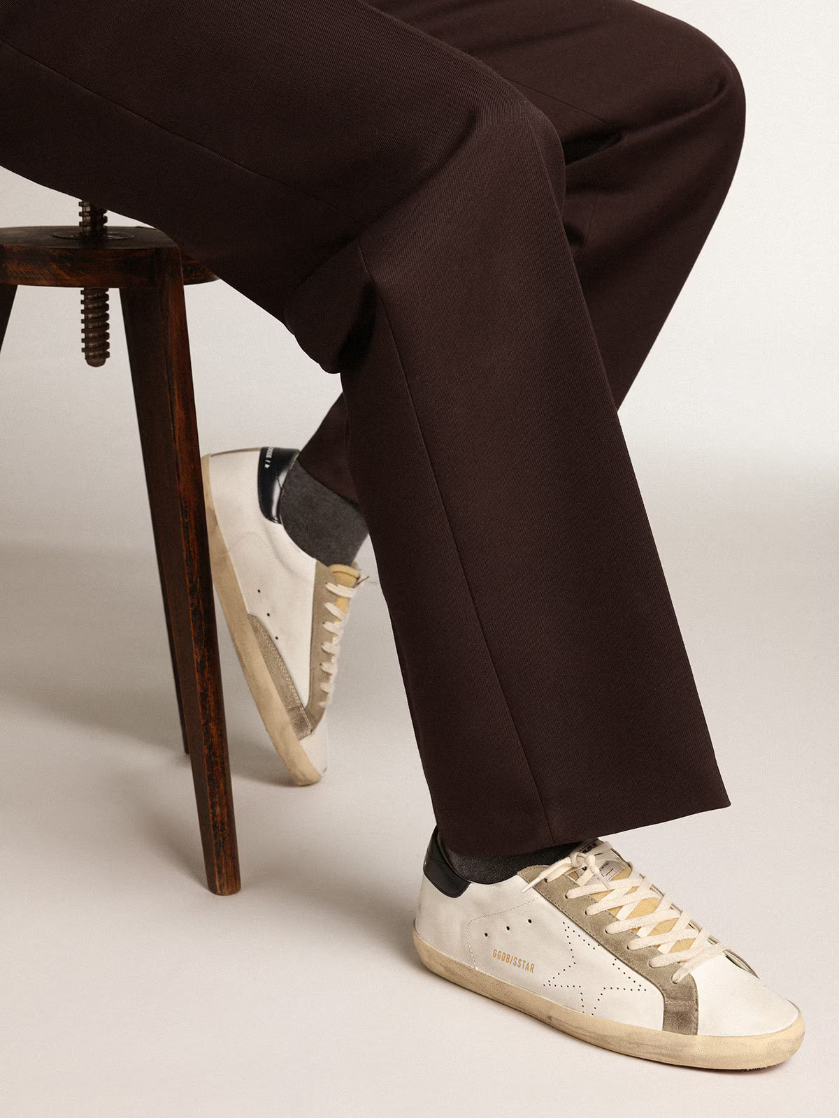 Golden Goose Super-Star Uomo con stella traforata e talloncino blu