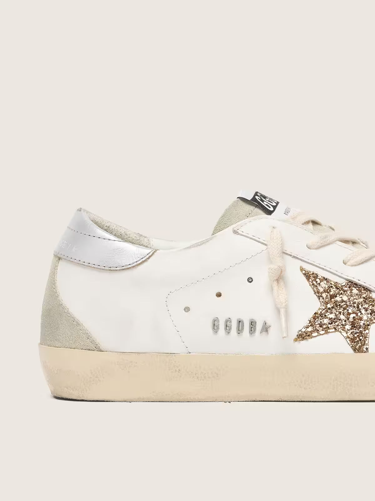 Golden Goose Super-Star Donna con stella in glitter oro e inserti in suede ghiaccio