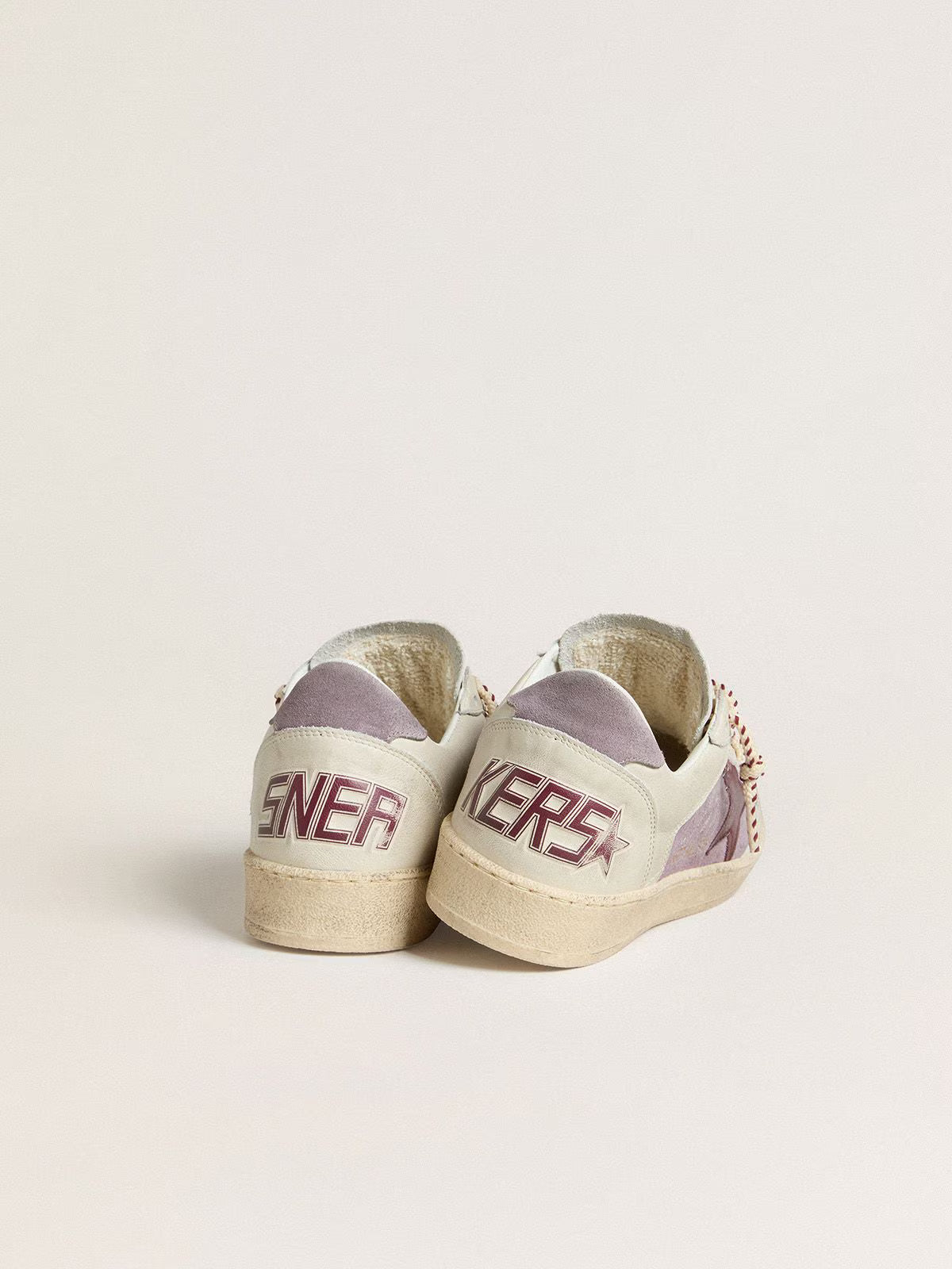 Golden Goose Ball Star Donna in suede lilla con stella in pelle bordeaux e talloncino in suede lilla