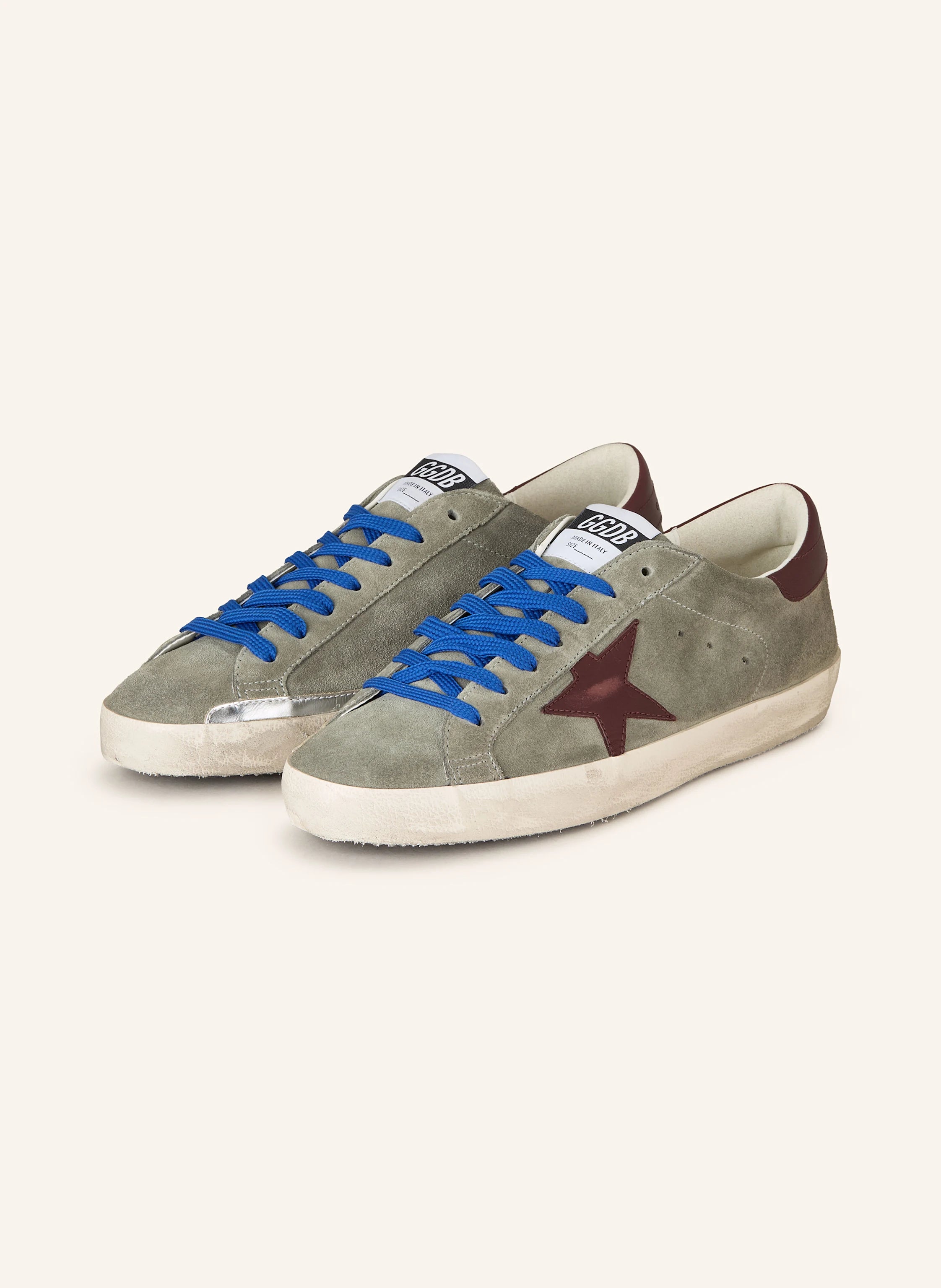 Golden Goose Super-Star – Suede verde con stella bordeaux