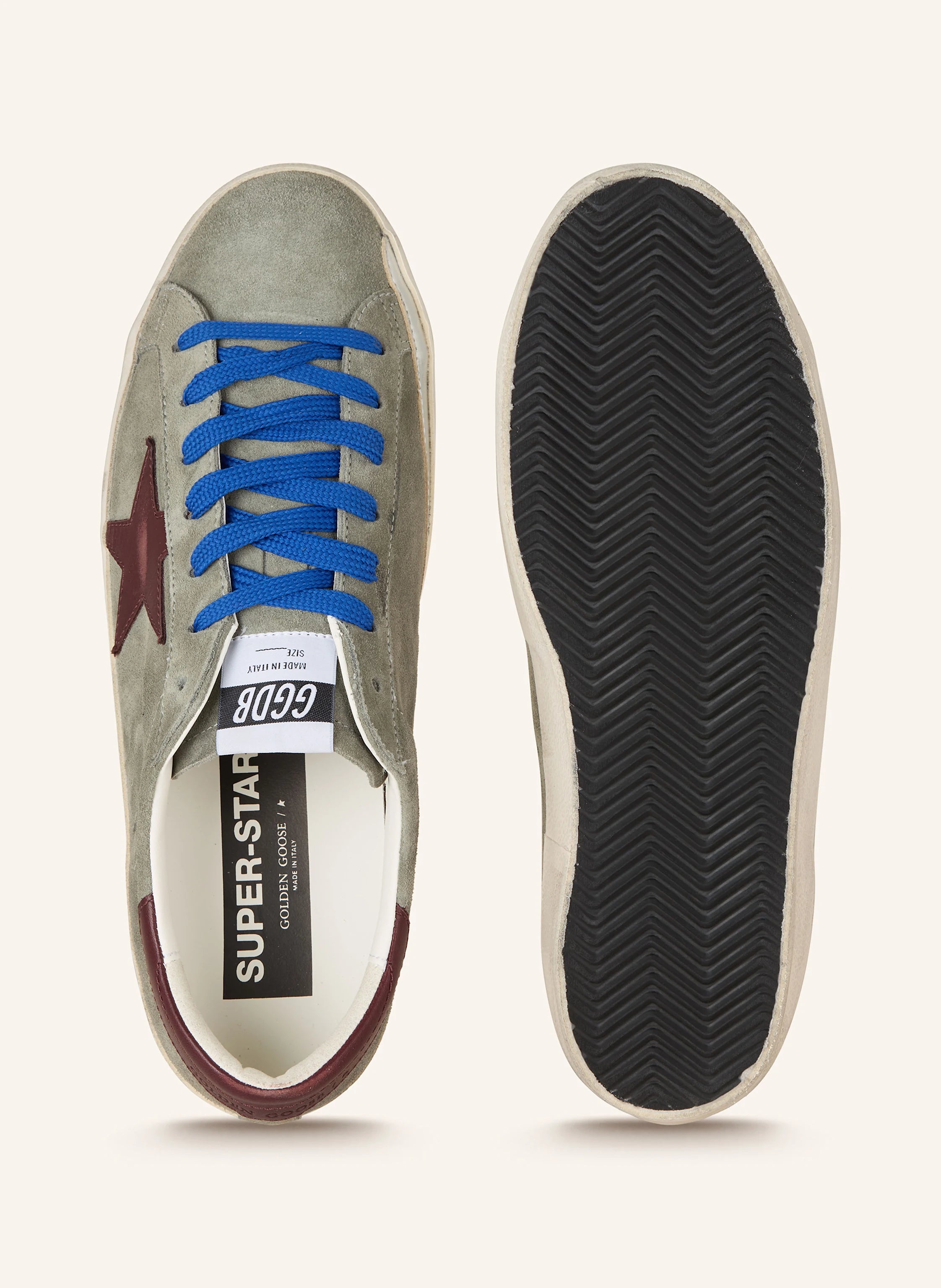 Golden Goose Super-Star – Suede verde con stella bordeaux