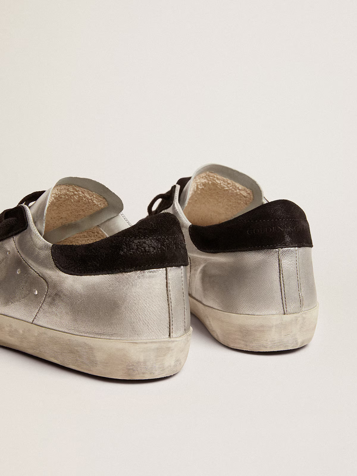 Golden Goose Super-Star Uomo in pelle argentata