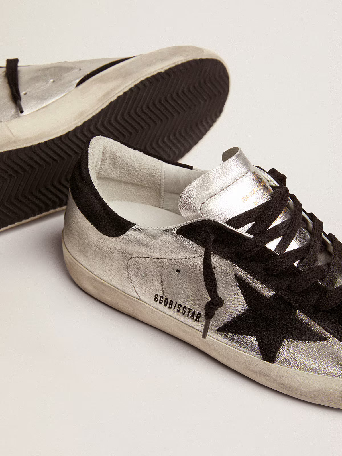 Golden Goose Super-Star Uomo in pelle argentata