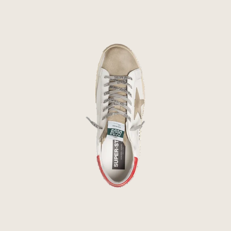 Golden Goose Super-Star con stella in suede e talloncino in pelle rossa
