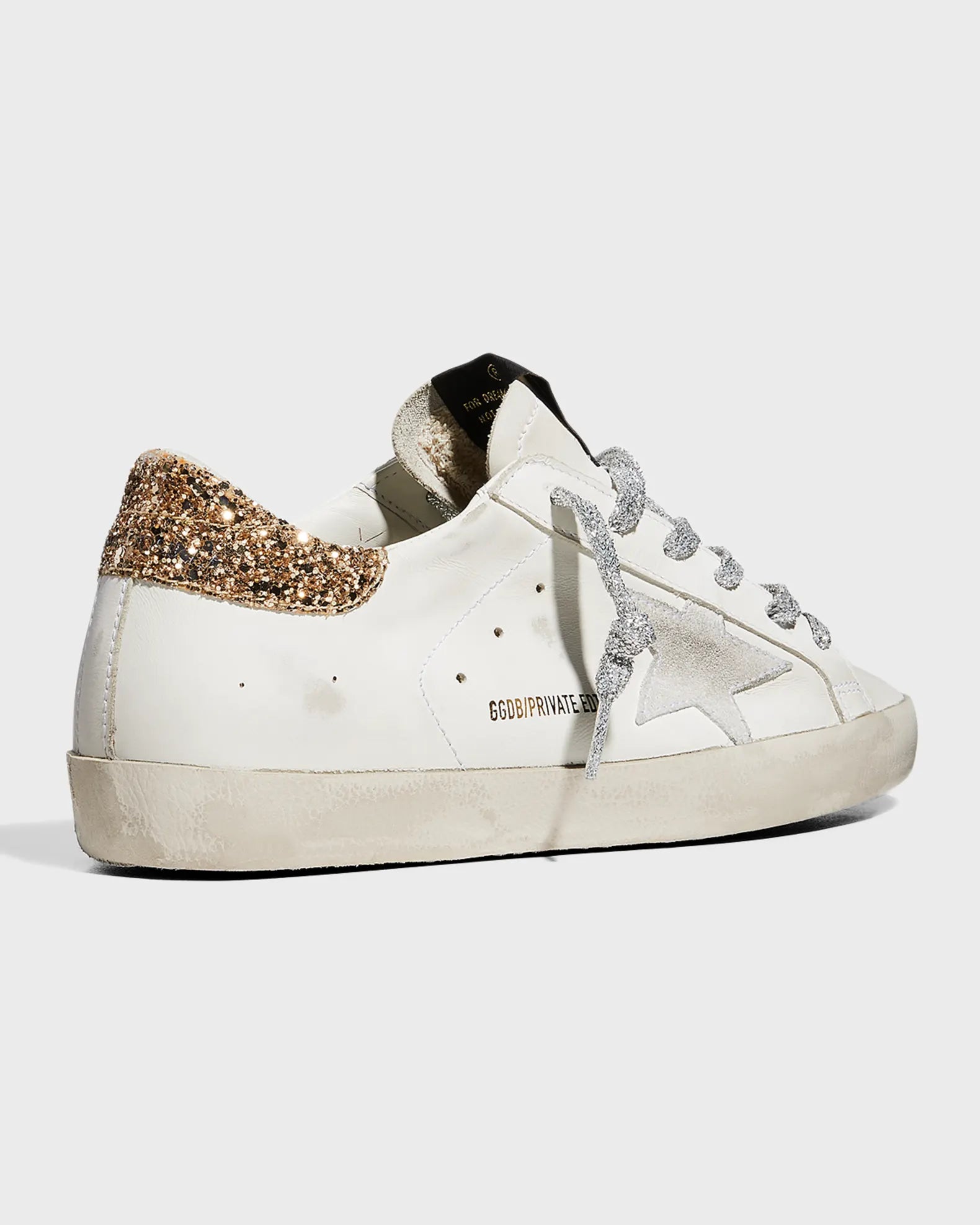 Golden Goose Super-Star White con Talloncino Glitter Oro