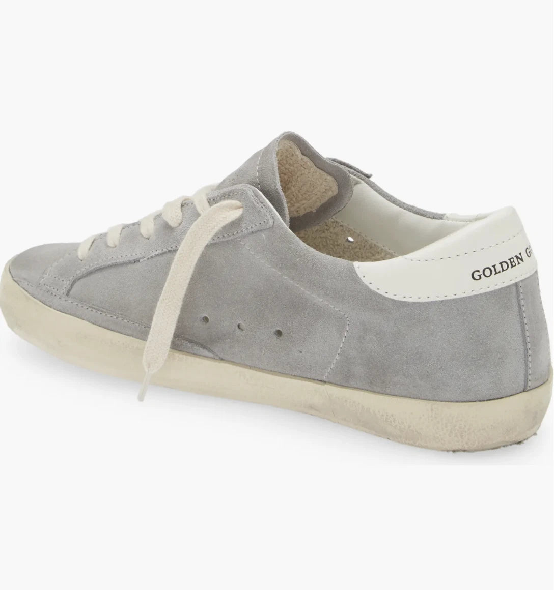 Golden Goose Super-Star Suede Grigio con Stella Glitter Ghiaccio