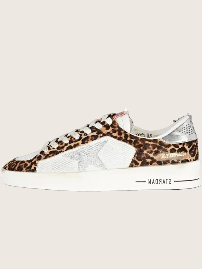 Golden Goose Stardan Woman Sneakers Leopard Silver Heel